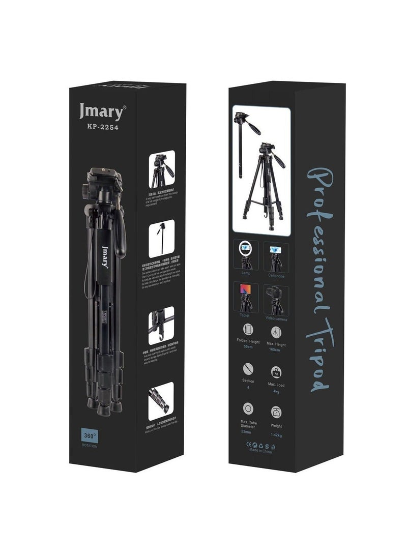 Jmary KP-2254 Professional Aluminum Tripod Monopod for All DSLR Cameras (Black) - Image 2
