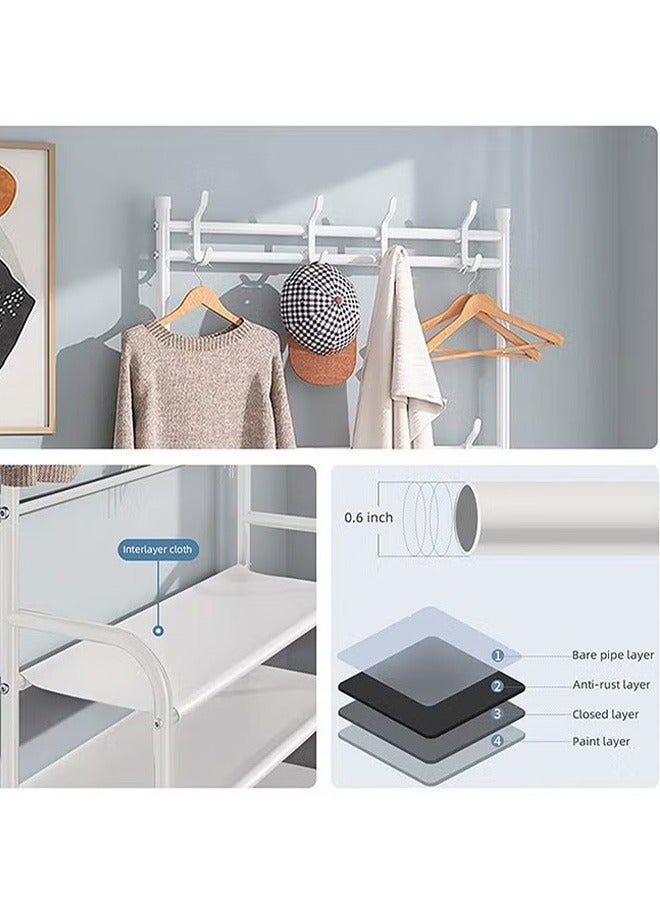 Generic 5-Tier Entryway Shoe Rack With Coat Rack Shoe Stand Organizer, White - Image 4