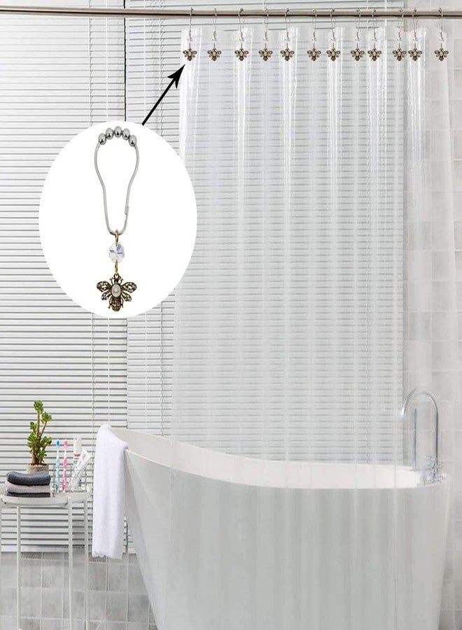 Decorative Bee Shower Curtain Hooks for Bathroom Shower Rod, Rust Proof Stainless Steel Shower Curtain Rings Set of 12 with Rhinestone Insect Bees Garden Flower Themed Bathroom Bathtub Decor (Gold) - Image 5