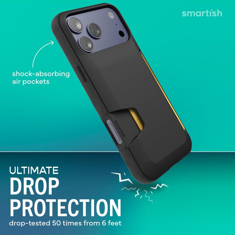 SmartishÂ® iPhone 17 Pro Max Wallet Case - Wallet Slayer Vol. 1 [Slim + Protective] Credit Card Holder - Drop Tested Flip Hidden Card Slot Cover for Apple iPhone 17 Pro Max - Black Tie Affair - Image 3