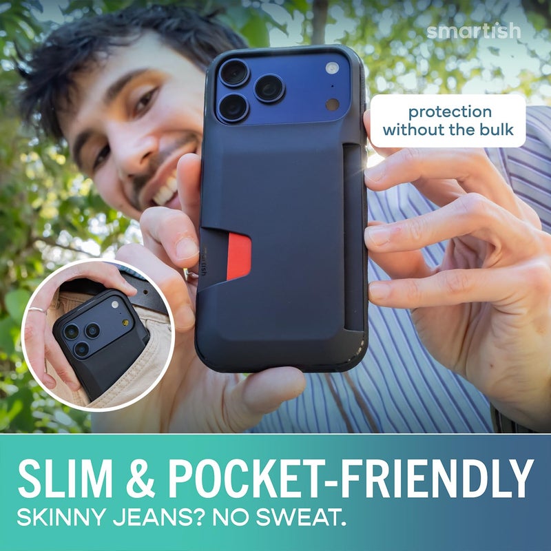 SmartishÂ® iPhone 17 Pro Max Wallet Case - Wallet Slayer Vol. 1 [Slim + Protective] Credit Card Holder - Drop Tested Flip Hidden Card Slot Cover for Apple iPhone 17 Pro Max - Black Tie Affair - Image 4