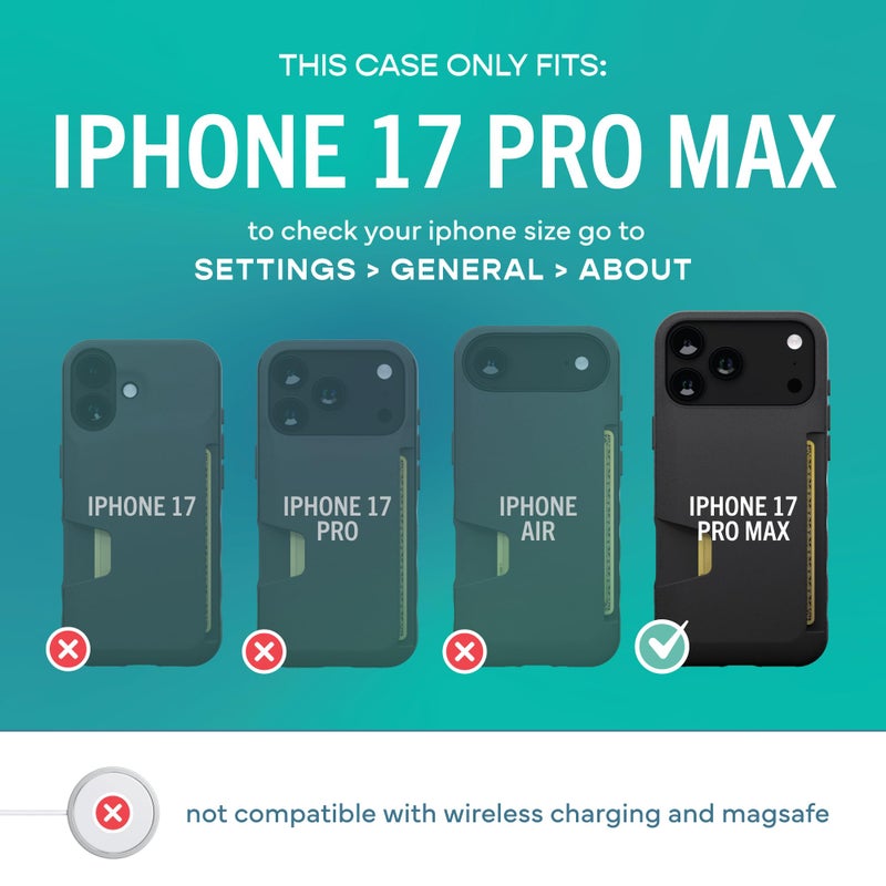 SmartishÂ® iPhone 17 Pro Max Wallet Case - Wallet Slayer Vol. 1 [Slim + Protective] Credit Card Holder - Drop Tested Flip Hidden Card Slot Cover for Apple iPhone 17 Pro Max - Black Tie Affair - Image 5