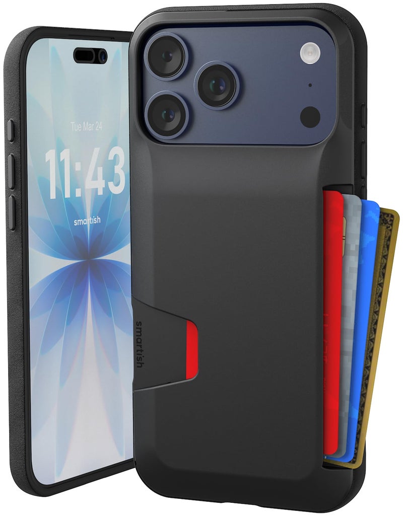 SmartishÂ® iPhone 17 Pro Max Wallet Case - Wallet Slayer Vol. 1 [Slim + Protective] Credit Card Holder - Drop Tested Flip Hidden Card Slot Cover for Apple iPhone 17 Pro Max - Black Tie Affair - Image 1