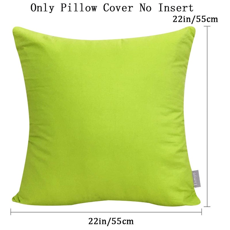Thmyo 4-Pack 100% Cotton Comfortable Solid Decorative Throw Pillow Case Thmyo Square Cushion Cover Pillowcase Sublimation Blank Pillow Covers DIY Throw Pillowcase for Couch(22x22 inch/ 55x55cm Light Green) - Image 2