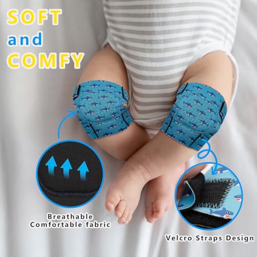 Prapiroon 2 Pairs Baby Knee Pads for Crawling Adjustable Knee Pads Toddler Crawler Knee Protector for Infant Girl Boy Crawling (Green Dinosaur) - Image 4