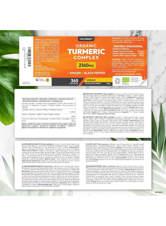 Horbäach Turmeric Curcumin 2160mg | 365 Capsules | High Strength Complex + Black Pepper & Ginger | Non-GMO, Gluten Free & Vegan | No Artificial Preservatives - Image 4
