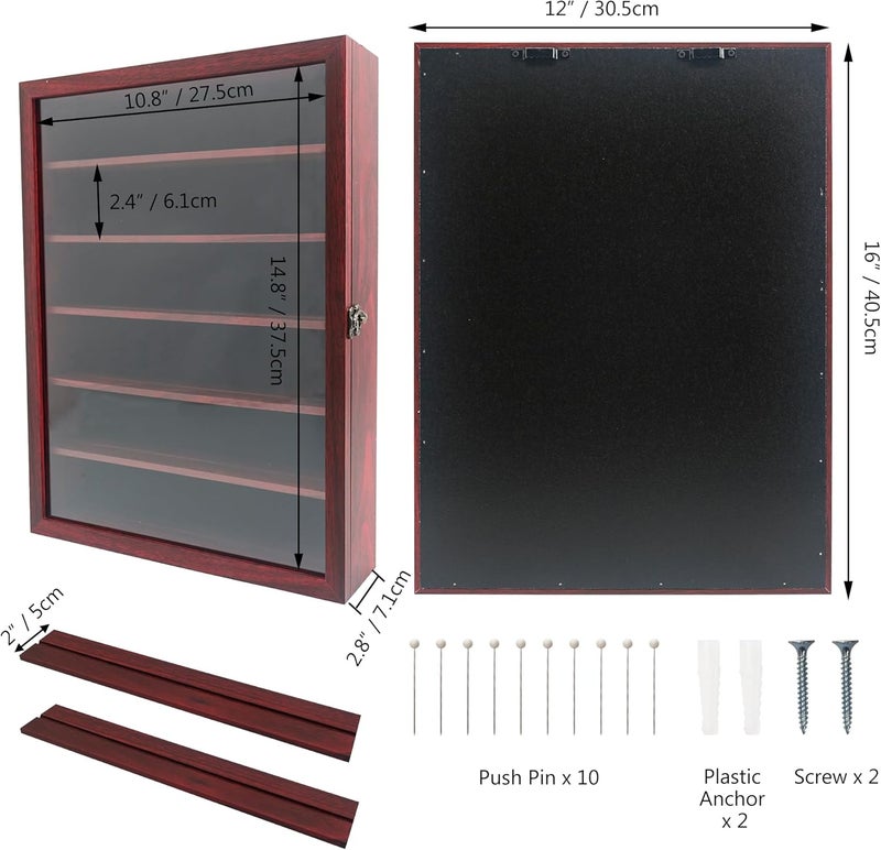 30x40 3D Shadow Box Frame with Removable Shelves, Deep Frame 12x16 Display Case for Collector, Keepsake Coins Military Medals Pins Wedding Flowers-Red - Image 4