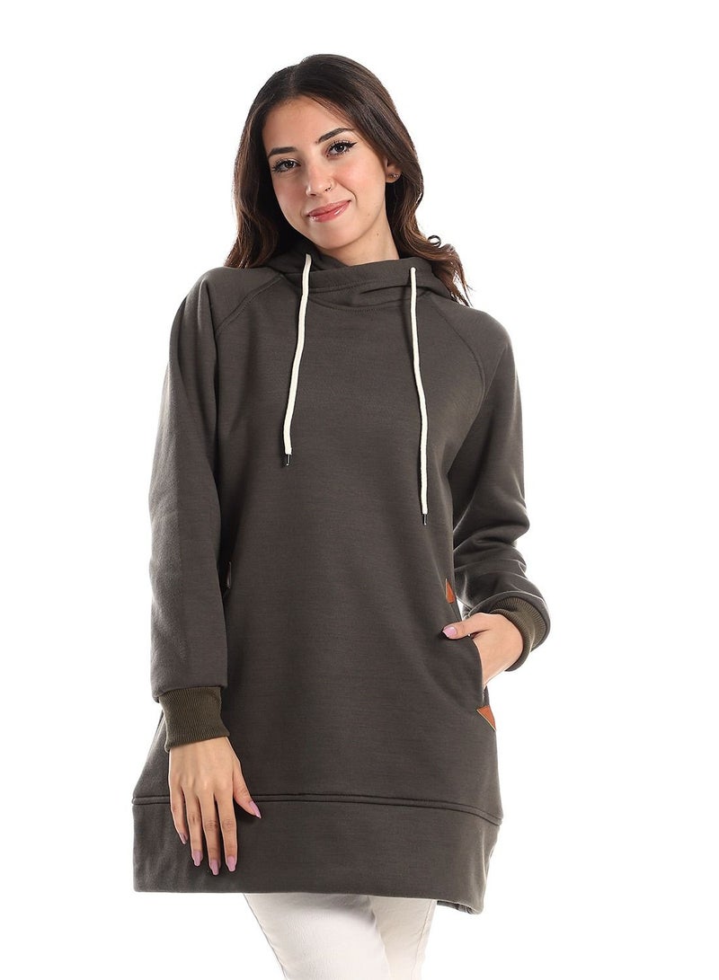 Caesar Woman Hoodie With Pocket And Triangle Leather In Side - Image 1