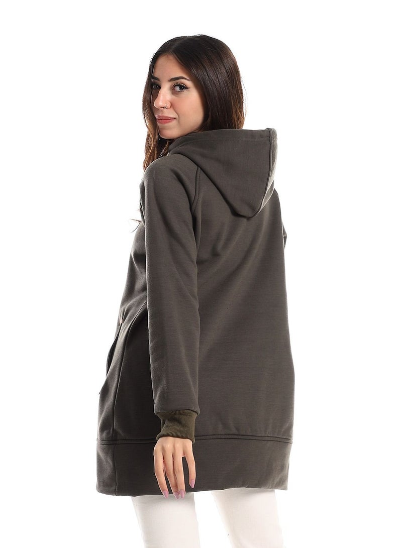 Caesar Woman Hoodie With Pocket And Triangle Leather In Side - Image 3