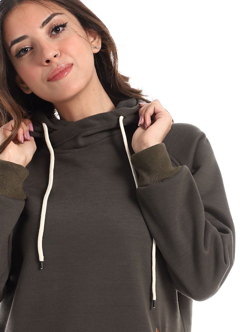 Caesar Woman Hoodie With Pocket And Triangle Leather In Side - Image 4