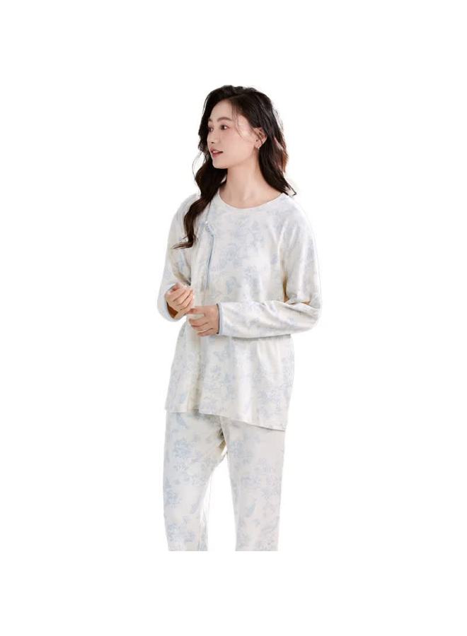 Yiershuang 100% Cotton Women's Sleepwear Chinese Style Long Sleeve Pullover Elegant Casual Homewear Set