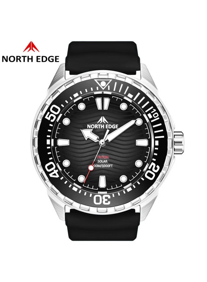 North Edge Solar Watch Solar-powered 316 Stainless Steel Case Waterproof 300m Long Battery Life Ceramic Bezel Men's Watch - Image 1