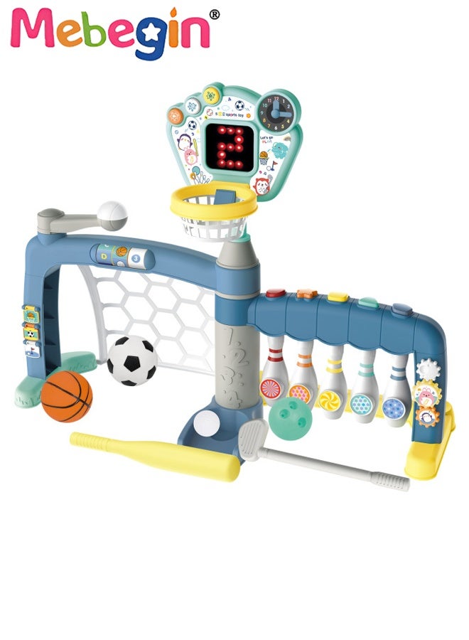 MEBEGIN Toddler Sports Toys with Scoring Function and Music, 5-in-1 Basketball Soccer Bowling Baseball Golf Activity Center for Toddlers, Multifunctional Early Education Toys, Ideal Gift for Kids Aged 18m+ - Image 2