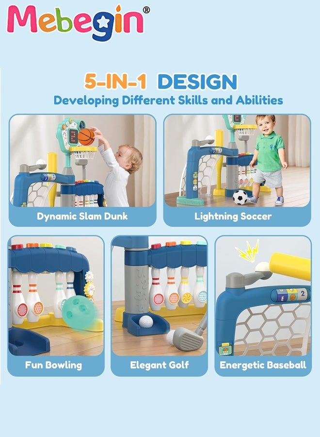 MEBEGIN Toddler Sports Toys with Scoring Function and Music, 5-in-1 Basketball Soccer Bowling Baseball Golf Activity Center for Toddlers, Multifunctional Early Education Toys, Ideal Gift for Kids Aged 18m+ - Image 3