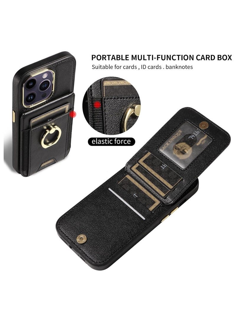 Beauenty iPhone 15 Pro Case, iPhone 15 Pro Back Cover, Wallet Case with Personal Card Holder, Compatible with iPhone 15 Pro (Black) - Image 2