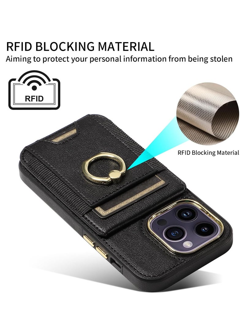 Beauenty iPhone 15 Pro Case, iPhone 15 Pro Back Cover, Wallet Case with Personal Card Holder, Compatible with iPhone 15 Pro (Black) - Image 4