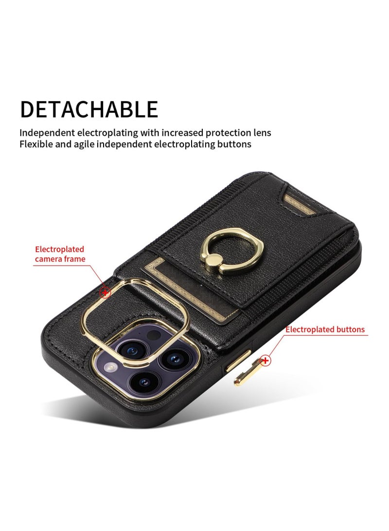 Beauenty iPhone 15 Pro Case, iPhone 15 Pro Back Cover, Wallet Case with Personal Card Holder, Compatible with iPhone 15 Pro (Black) - Image 3