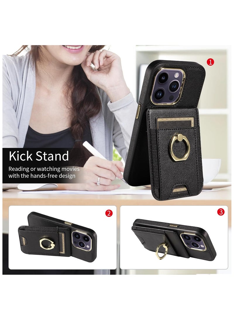 Beauenty iPhone 15 Pro Case, iPhone 15 Pro Back Cover, Wallet Case with Personal Card Holder, Compatible with iPhone 15 Pro (Black) - Image 5