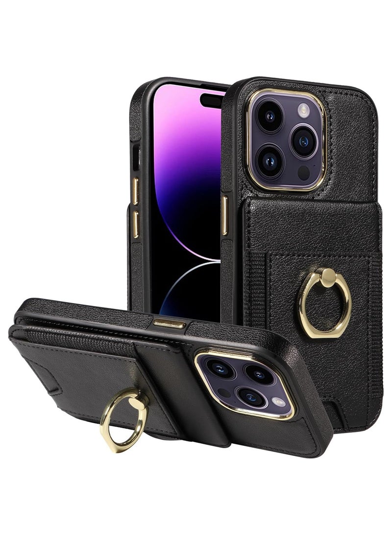 Beauenty iPhone 15 Pro Case, iPhone 15 Pro Back Cover, Wallet Case with Personal Card Holder, Compatible with iPhone 15 Pro (Black) - Image 1