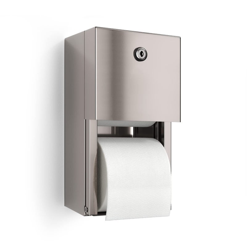 Commercial Toilet Paper Dispenser 2 Roll Stainless Steel Toilet Paper Holder Wall Mount Locking Tissue Dispensers for BathroomRestroom