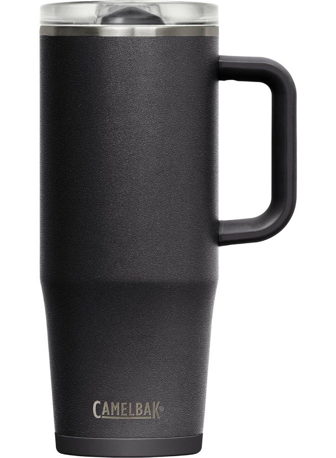 CAMELBAK كوب كاملباك ثرايف المقاوم للتسرب سعة 32 أونصة، فولاذ مقاوم للصدأ معزول - للسفر، القهوة، الشاي، المشروبات الساخنة - كوب مقاوم للتسرب متوافق مع حوامل الأكواب، أسود - Image 1