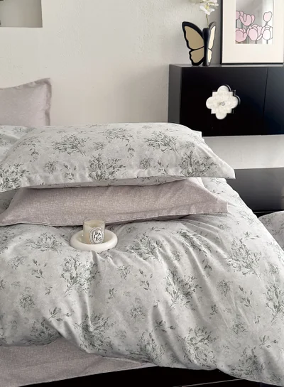 Donetella Printed Duvet Set, Queen Size 200x230 cm - 6-Pcs Bed Set, Microfiber Fabric - 1 Duvet Cover, 1 Fitted Sheet, 2 Pillow Shams, 2 Pillowcases (Filler Not Included)