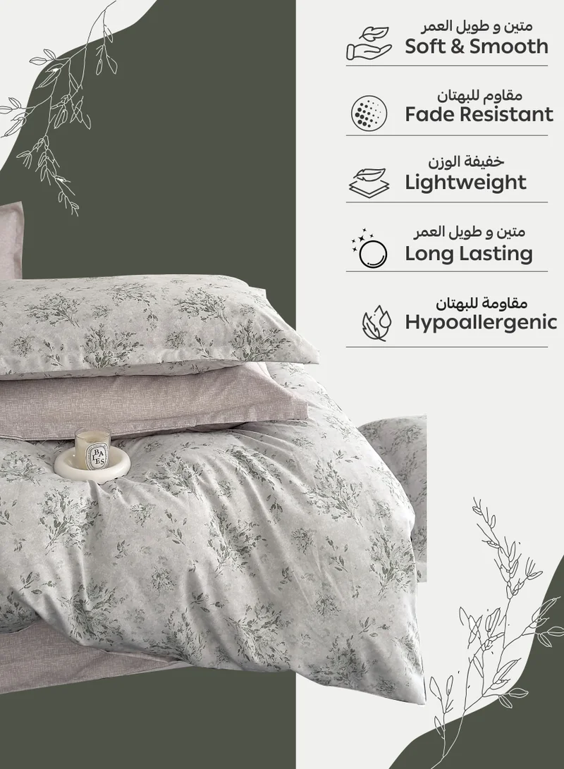 Donetella Printed Duvet Set, Queen Size 200x230 cm - 6-Pcs Bed Set, Microfiber Fabric - 1 Duvet Cover, 1 Fitted Sheet, 2 Pillow Shams, 2 Pillowcases (Filler Not Included)