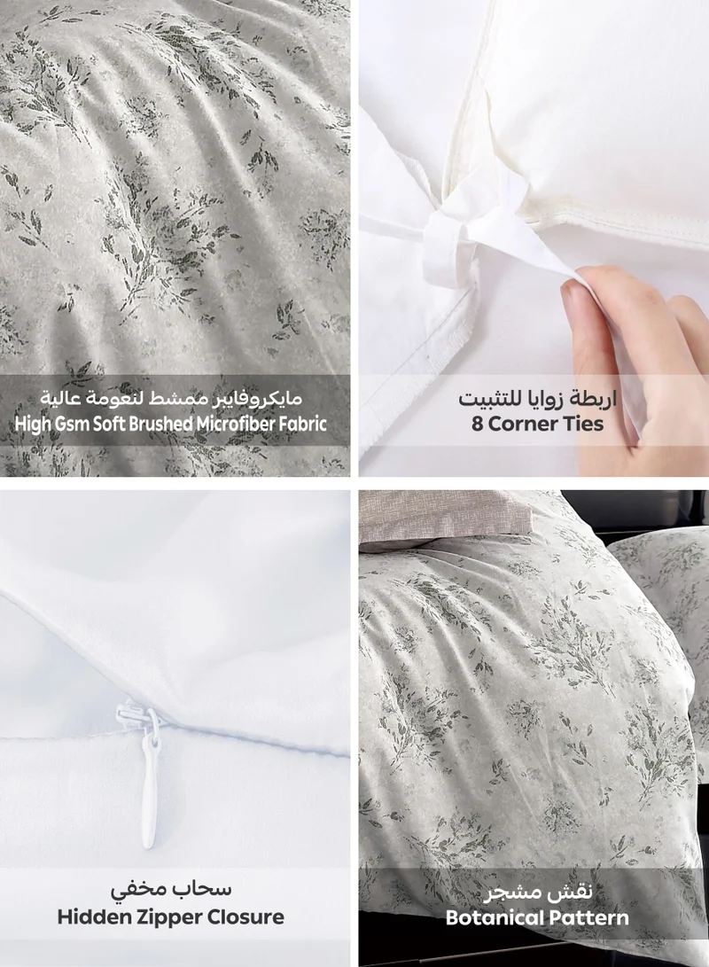 Donetella Printed Duvet Set, Queen Size 200x230 cm - 6-Pcs Bed Set, Microfiber Fabric - 1 Duvet Cover, 1 Fitted Sheet, 2 Pillow Shams, 2 Pillowcases (Filler Not Included)