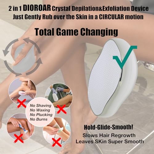 DIOROAR Crystal Hair Eraser,Upgrade Crystal Hair Remover,Physical Nano Glass Hair Removal Device,Painless Epilator and Exfoliator Without Shaver for Quick Soft Silky Skin(Light Pink) - Image 5