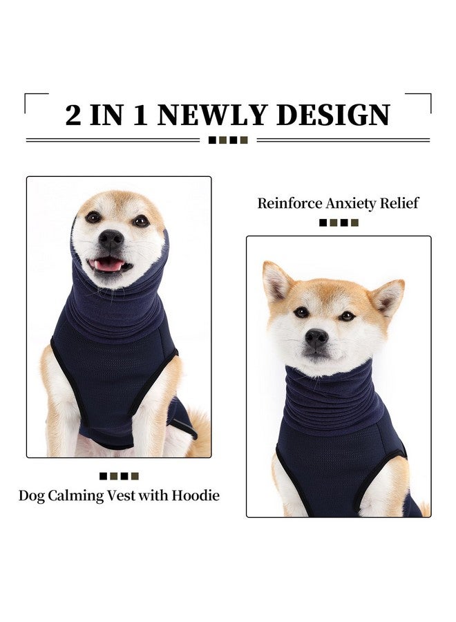 روزكيتش سترة ROZKITCH لتهدئة الكلاب مع هودي، سترة لتخفيف القلق للكلاب، معطف قابل للتهوية للحيوانات الأليفة للعواصف والألعاب النارية والانفصال، أزرق داكن 2XL - Image 4