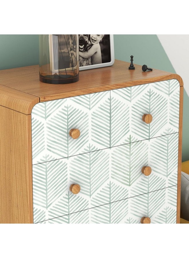 Rylan Modern Peel and Stick Wallpaper Boho Contact Paper for Cabinets and Drawers Self Adhesive Wallpaper Removable Wallpaper for Bedroom Geometric Wallpaper for Bathroom Green/White 45 * 600 - Image 4