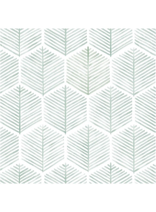 Rylan Modern Peel and Stick Wallpaper Boho Contact Paper for Cabinets and Drawers Self Adhesive Wallpaper Removable Wallpaper for Bedroom Geometric Wallpaper for Bathroom Green/White 45 * 600 - Image 1