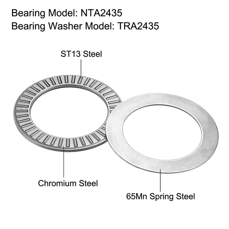 uxcell NTA2435 Thrust Needle Roller Bearings with Washers 1-1/2" Bore 2-5/32" OD 5/64" Width - Image 2
