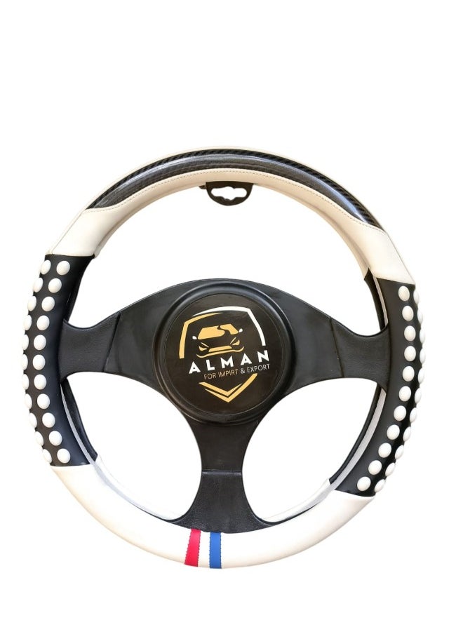 Generic Universal Silicone Steering Wheel Cover, White and Black 
