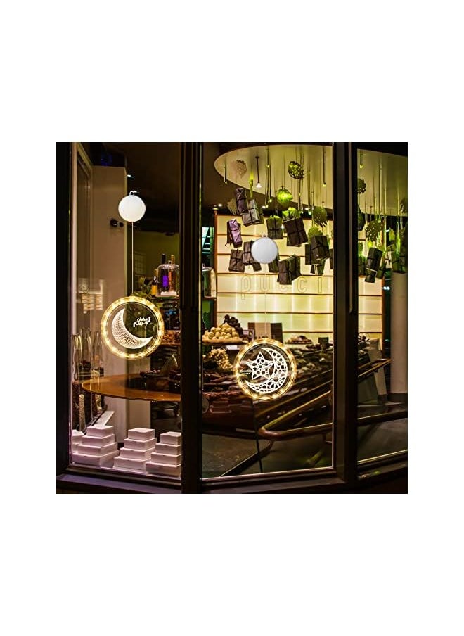 The Bros 2 Pieces Eid Ramadan Decorative Window Lights Moon Star LED Lights Ramadan Lights Decorations for Eid Mubarak Xmas Eve Wall Pathway Patio Bedroom Window Decoration (Star Style)  - Image 4