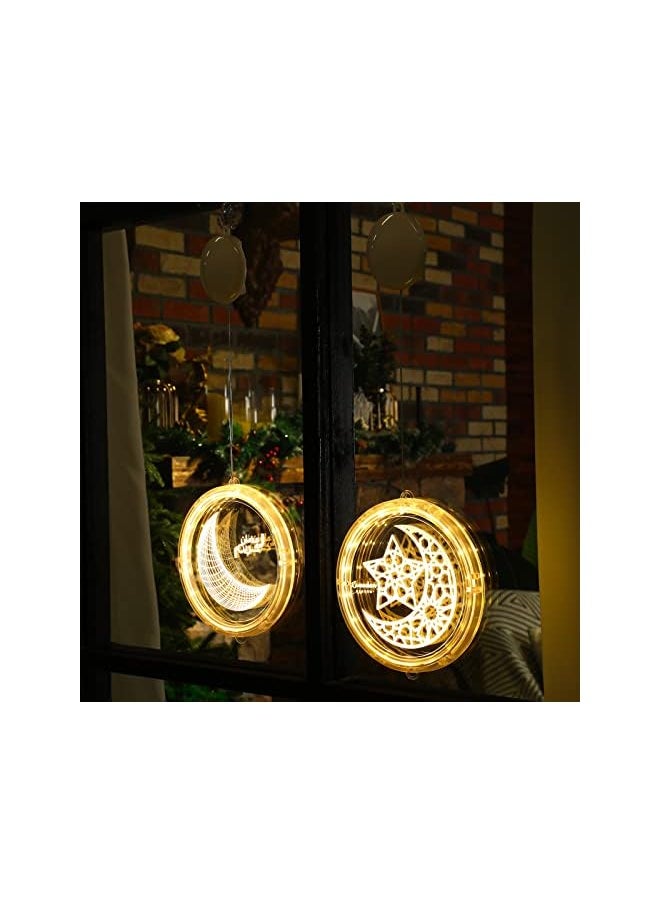 The Bros 2 Pieces Eid Ramadan Decorative Window Lights Moon Star LED Lights Ramadan Lights Decorations for Eid Mubarak Xmas Eve Wall Pathway Patio Bedroom Window Decoration (Star Style)  - Image 3