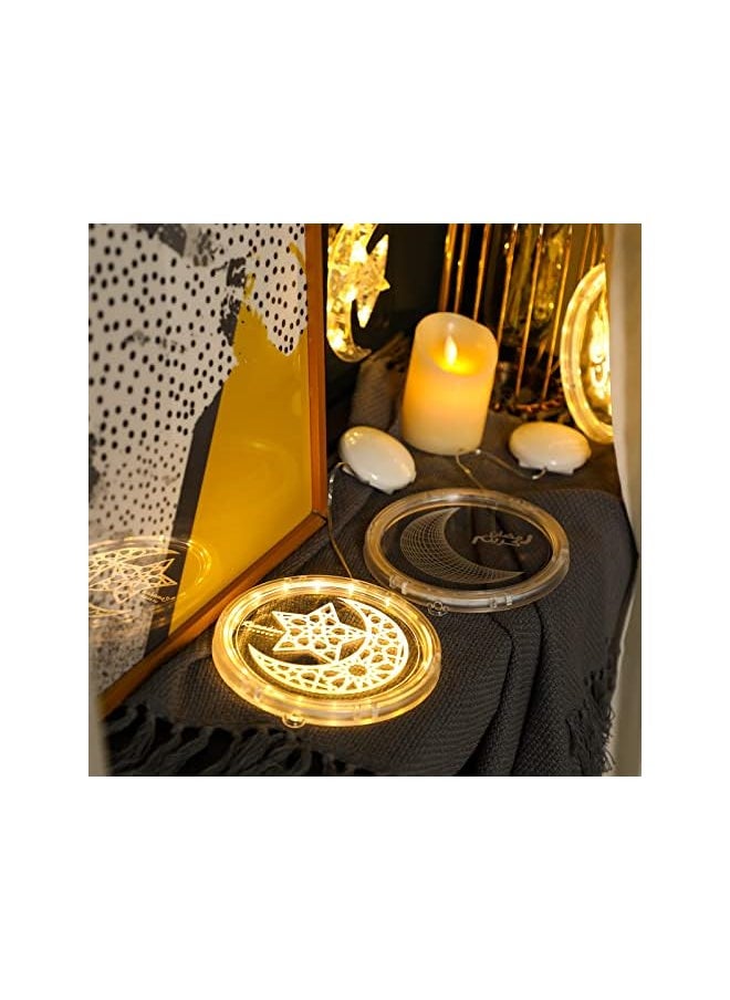 The Bros 2 Pieces Eid Ramadan Decorative Window Lights Moon Star LED Lights Ramadan Lights Decorations for Eid Mubarak Xmas Eve Wall Pathway Patio Bedroom Window Decoration (Star Style)  - Image 5