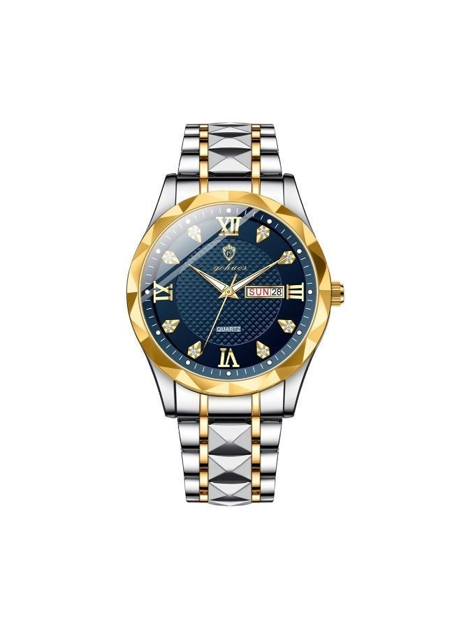 GOHUOS Watches for Men, Top Brand Luxury Stainless Steel Band Analog Waterproof Classic Quartz Business Fashion Wrist Watch - 41mm - Father or Boyfriend Gift - Image 5