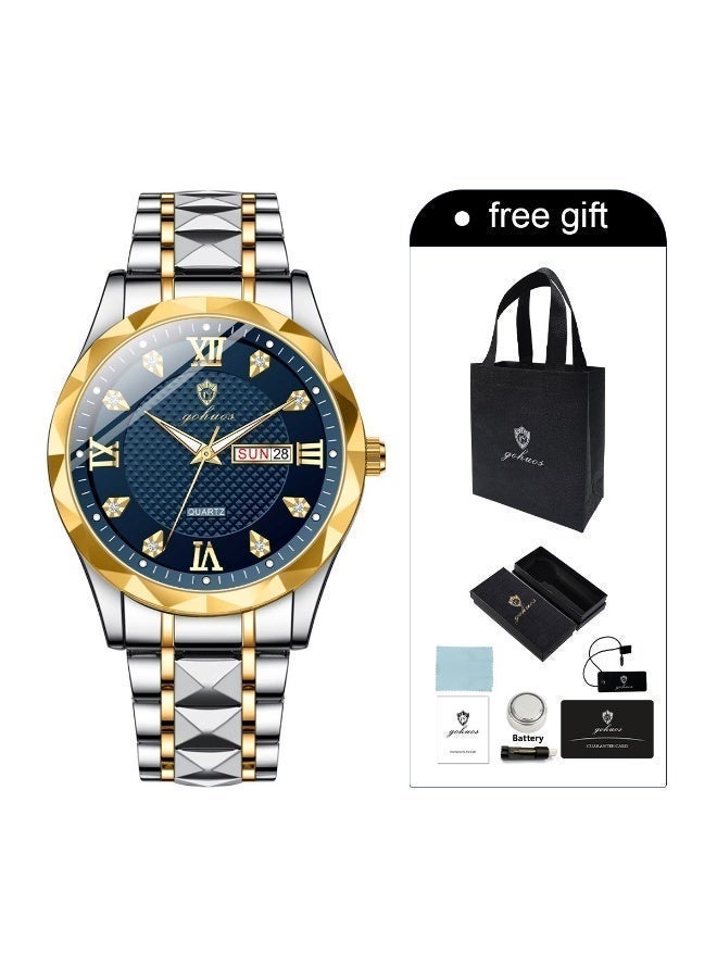 GOHUOS Watches for Men, Top Brand Luxury Stainless Steel Band Analog Waterproof Classic Quartz Business Fashion Wrist Watch - 41mm - Father or Boyfriend Gift - Image 2