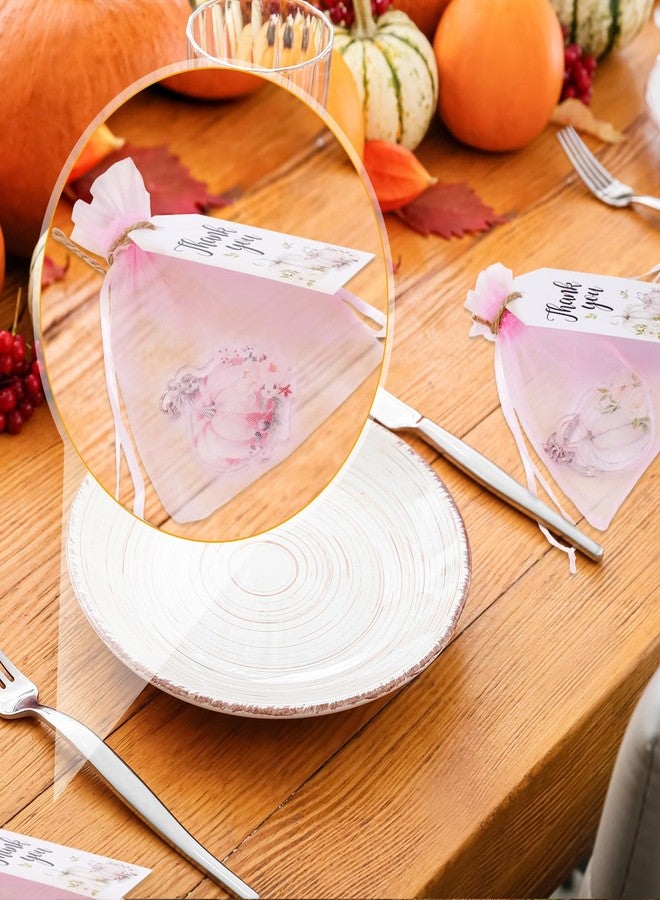 وولاين مجموعة هدايا حفلات استقبال المولود الجديد من والين، 24 قطعة، بتصميم اليقطين الخريفي، تتضمن سلاسل مفاتيح على شكل يقطينة صغيرة وردية اللون، وبطاقات شكر من ورق الكرافت، وأكياس هدايا من الأورجانزا، بكميات كبيرة، مناسبة لحفلات الخريف، وعيد الشكر، وحفلات الزفاف، وحفلات استقبال المولود الجديد. - Image 5