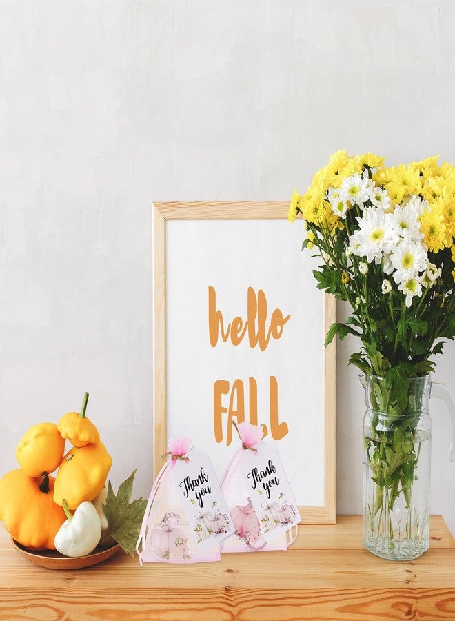 وولاين مجموعة هدايا حفلات استقبال المولود الجديد من والين، 24 قطعة، بتصميم اليقطين الخريفي، تتضمن سلاسل مفاتيح على شكل يقطينة صغيرة وردية اللون، وبطاقات شكر من ورق الكرافت، وأكياس هدايا من الأورجانزا، بكميات كبيرة، مناسبة لحفلات الخريف، وعيد الشكر، وحفلات الزفاف، وحفلات استقبال المولود الجديد. - Image 4