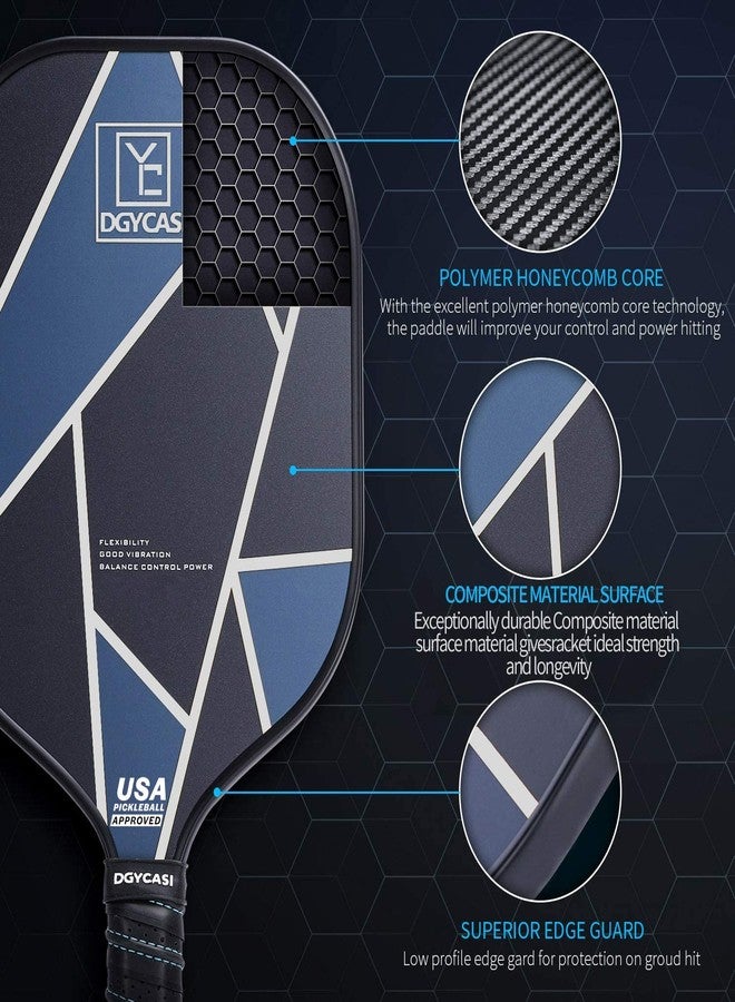 YC DGYCASI Paddles Set of 2, USAPA Approved Carbon Fiber Surface Set, Lightweight Pickle Ball Rackets 2 Pack, 2 Outdoor & 2 Indoor Pickleball, 1 Pickleball Bag (Blue) - Image 2