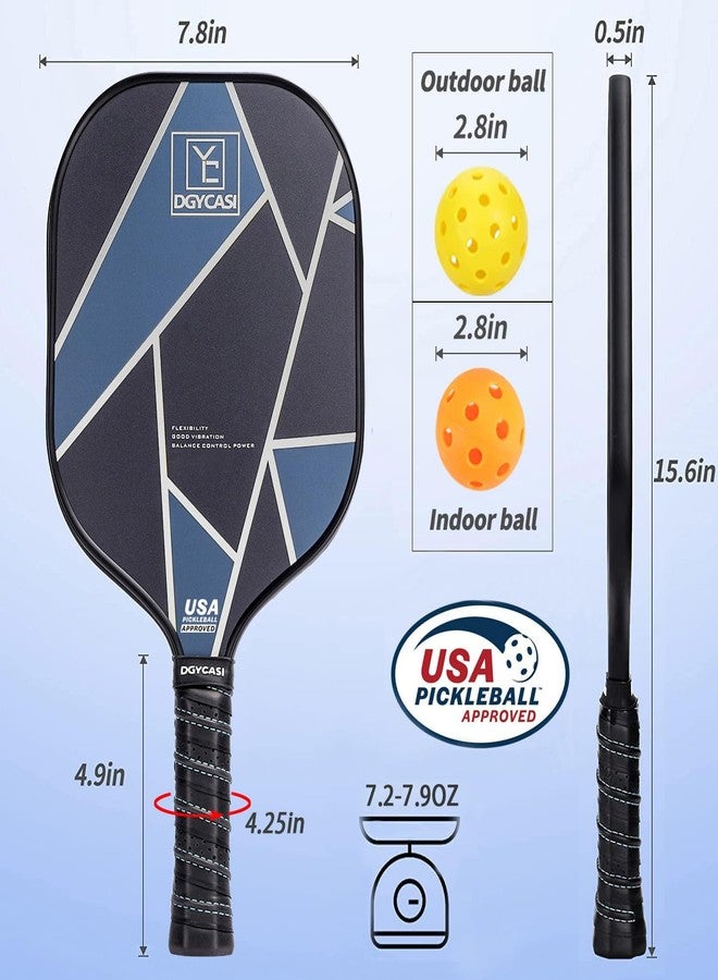 YC DGYCASI Paddles Set of 2, USAPA Approved Carbon Fiber Surface Set, Lightweight Pickle Ball Rackets 2 Pack, 2 Outdoor & 2 Indoor Pickleball, 1 Pickleball Bag (Blue) - Image 3