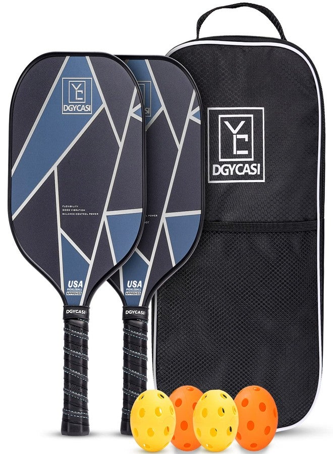 YC DGYCASI Paddles Set of 2, USAPA Approved Carbon Fiber Surface Set, Lightweight Pickle Ball Rackets 2 Pack, 2 Outdoor & 2 Indoor Pickleball, 1 Pickleball Bag (Blue) - Image 1
