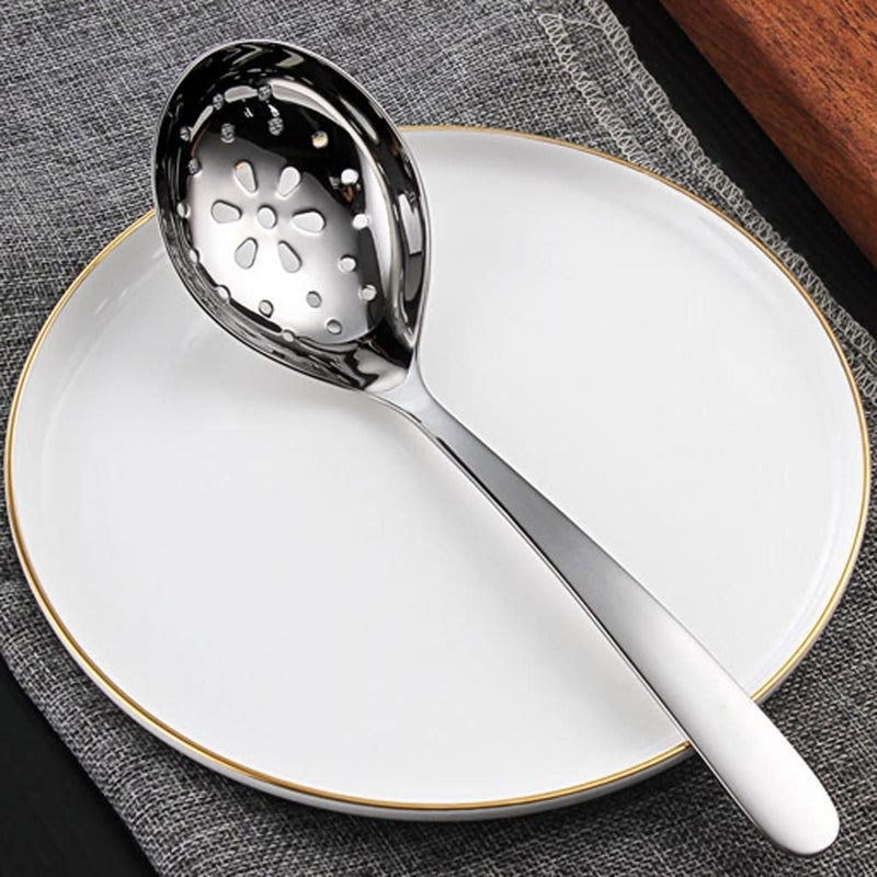 Stainless Steel Slotted Spoon Kitchen Strainer Colander Big Hole Soup Skimmer - Image 4