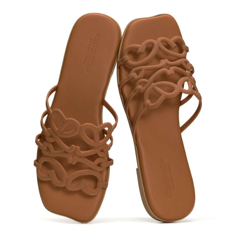 Project Cloud Womens Sandals with Memory Foam - Eco Crafted Leather Sandals for Women 2026 - Flats - Non Slip & Comfortable Sandals Women (Lisa, COGN,10M)