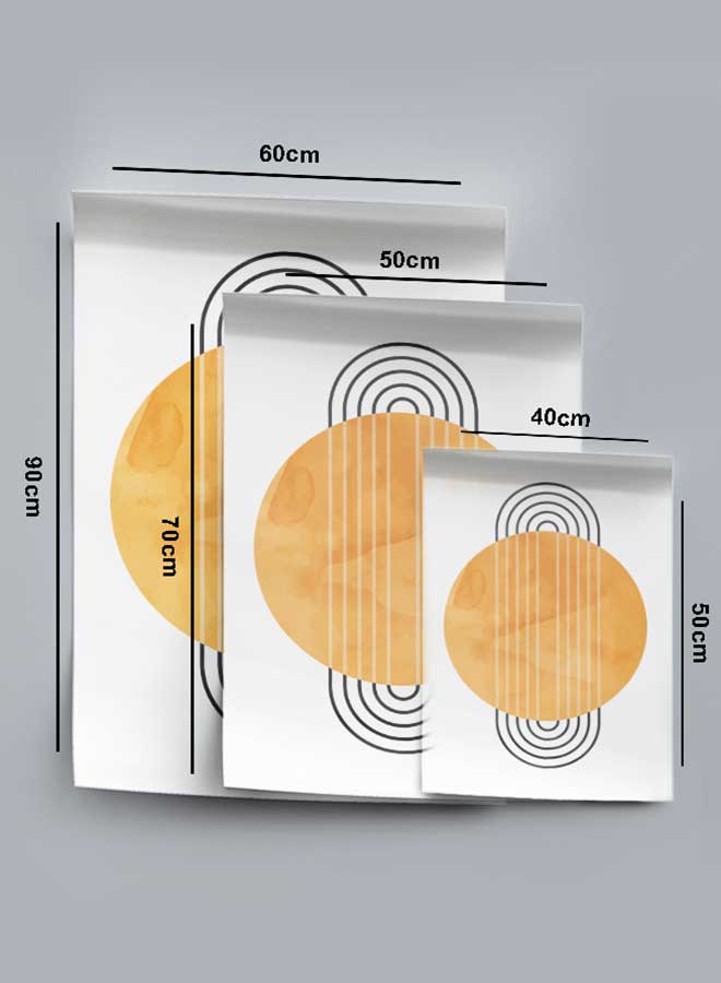 Poster Painting Art With Four Separate Pieces Of Double-Sided Stickers Contemporary Abstract Orange Circle For Home Bedroom Living Room And Office Decor