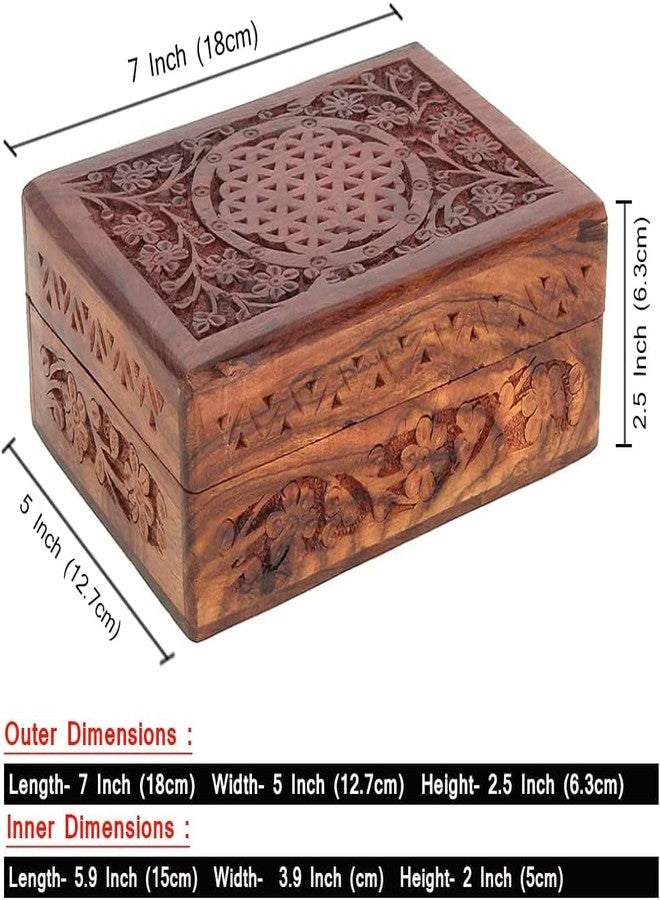 GURU JEE™ Handmade Indian Wood Jewelry Box Wooden Trinket Box Wood Jewelry Organizer Keepsake Box Treasure Chest Trinket Holder Watch Box Storage Box - Image 5