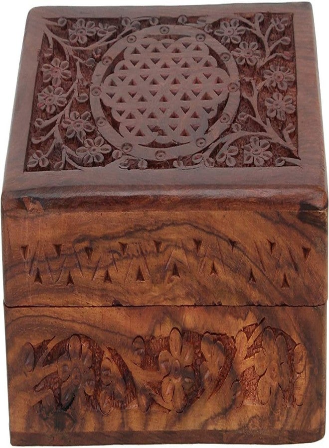 GURU JEE™ Handmade Indian Wood Jewelry Box Wooden Trinket Box Wood Jewelry Organizer Keepsake Box Treasure Chest Trinket Holder Watch Box Storage Box - Image 2