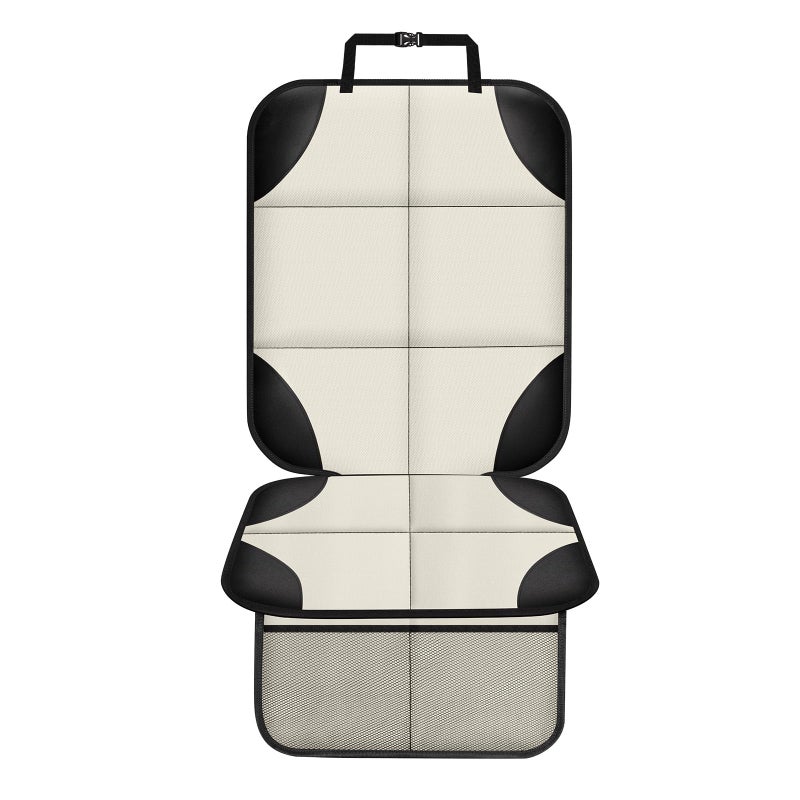 XHYANG Car Seat Protector 1 Pack Car Seat Cushion Mat Thickest Padding,Waterproof 600D Fabric Car Seat Covers for Non-Slip Backing Mesh Pockets for Baby and Pet (Beige, 1 Pc) - Image 2